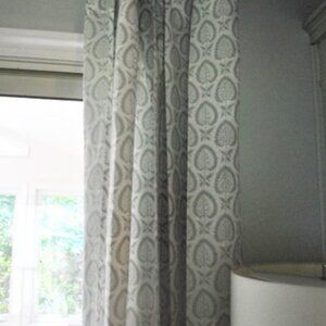 IKEA Curtain White Grey Leaf Patterned Curtain x 4 Panel Set 57x98"